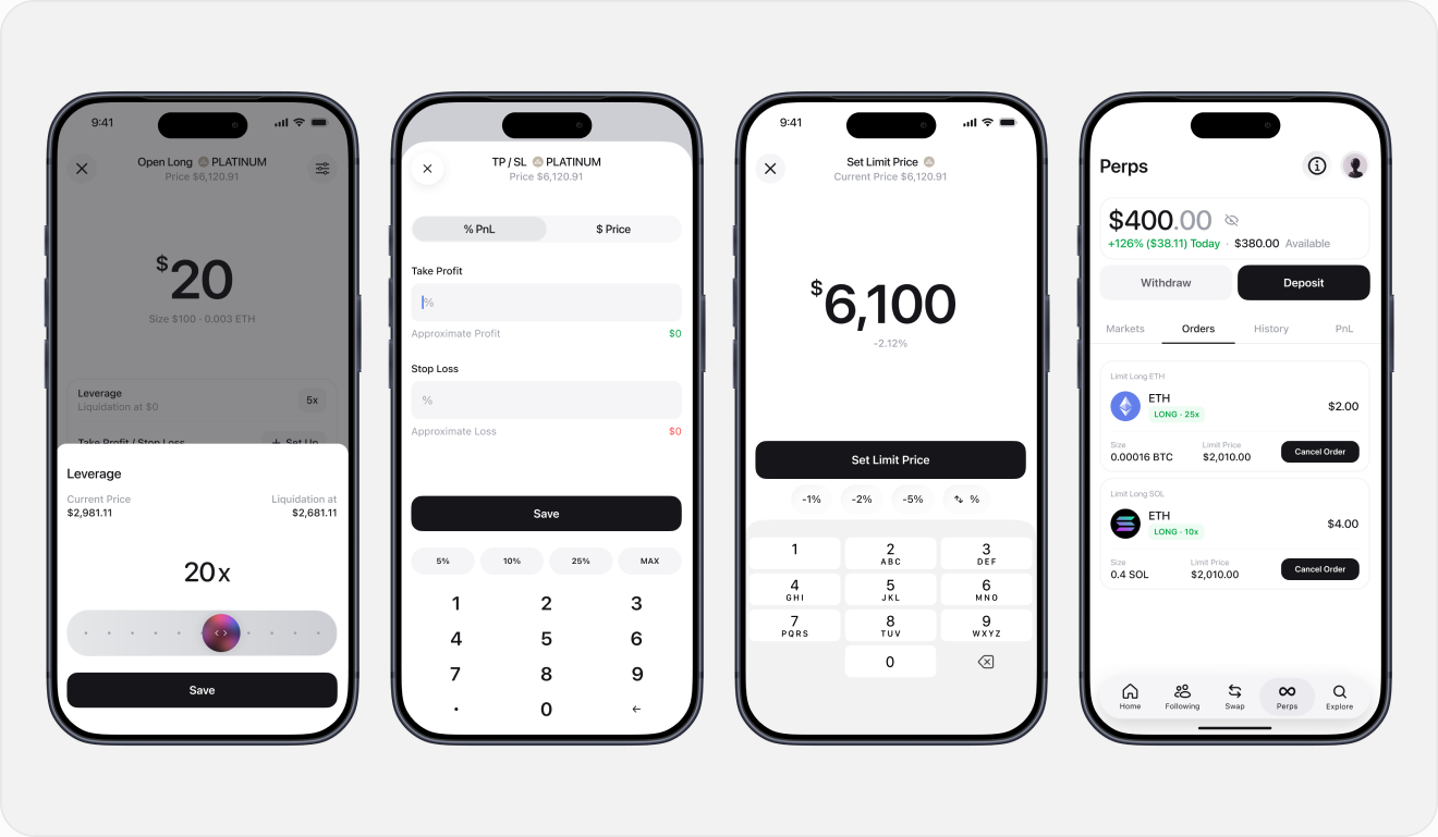 Zerion Perps — leverage, limit orders and order management