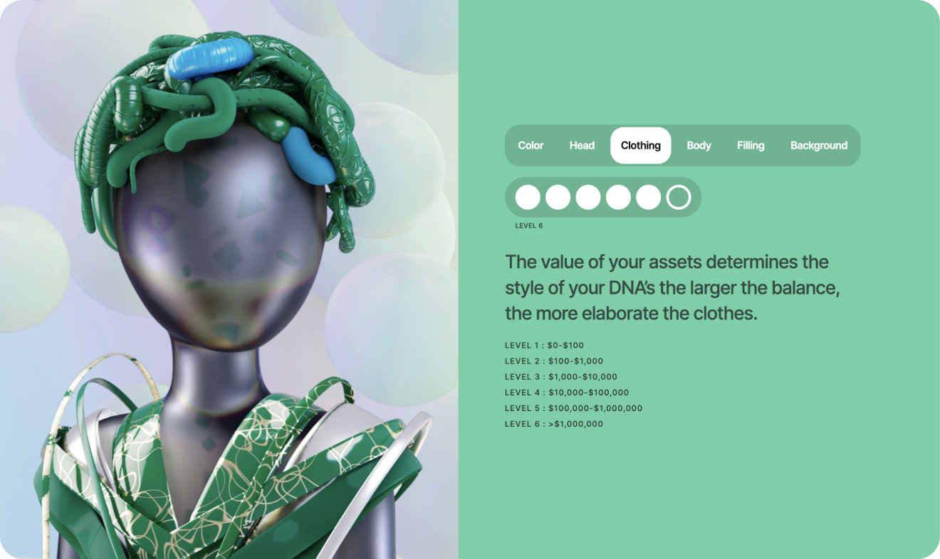 Zerion DNA — asset value shapes how elaborate the avatar is
