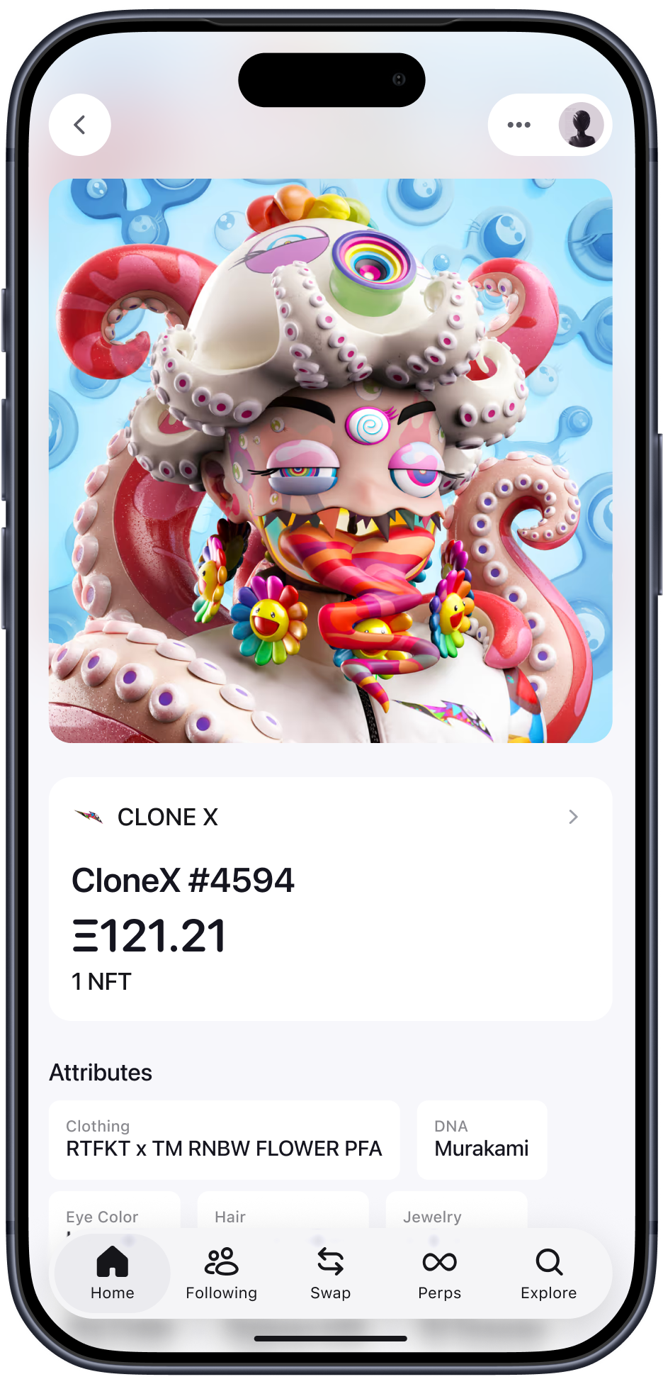 Zerion — CloneX NFT detail