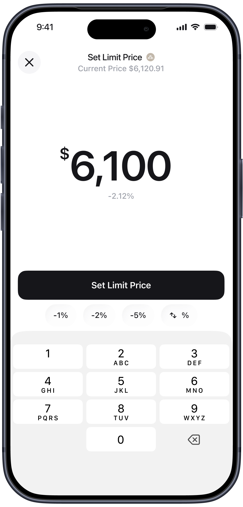Zerion Perps — set limit price