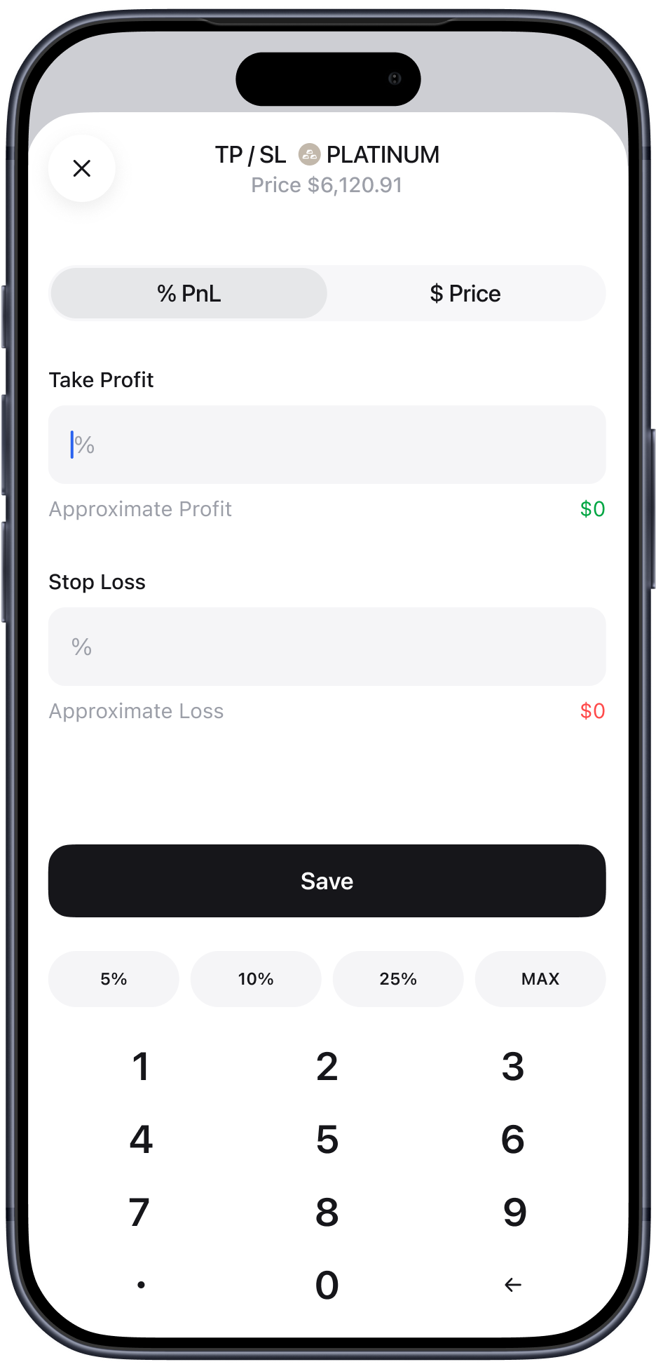 Zerion Perps — take profit and stop loss