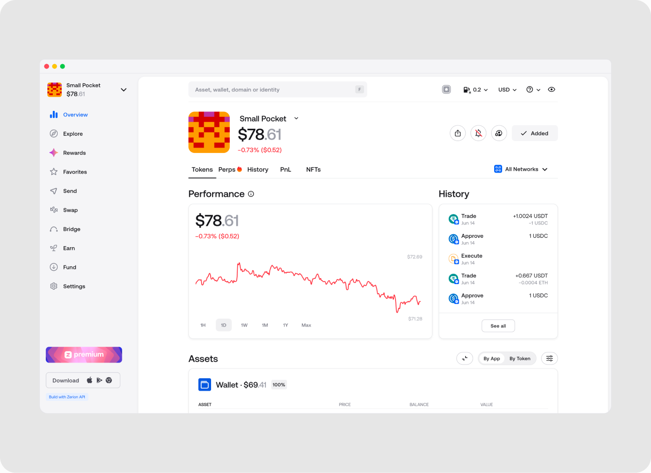 Zerion web — portfolio overview